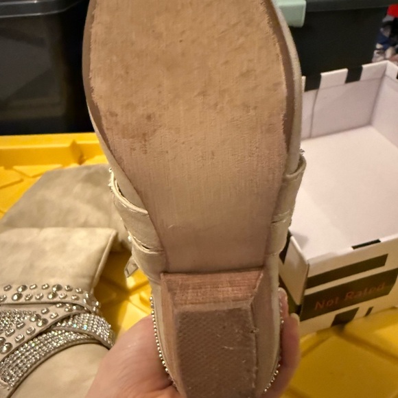 Not Rated Beige Heeled Boots with Rhinestone Straps - Picture 8 of 10